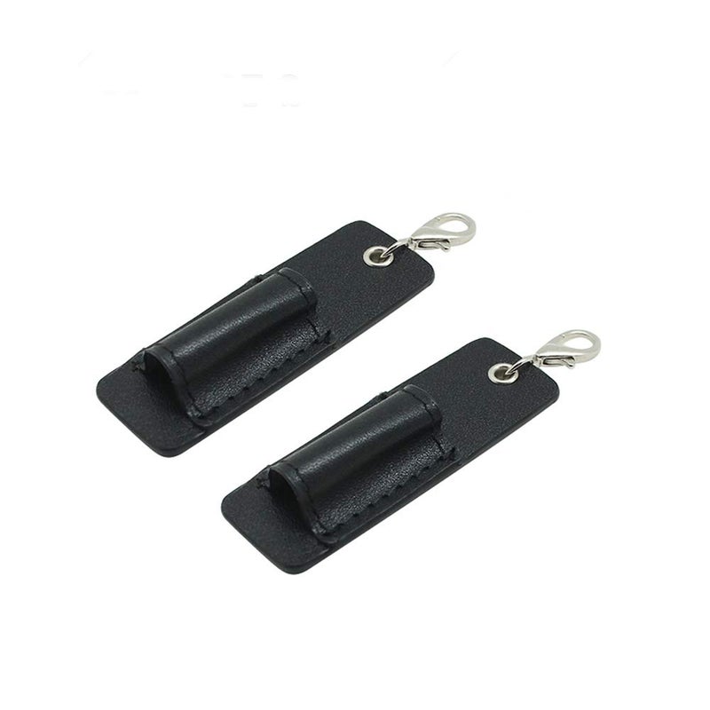 boshiho Genuine Leather Pen Holder, 2 Pack Boshiho Pen Pencil Holders for Badge Holder or Neck Lanyard (Black 2) - Image 1